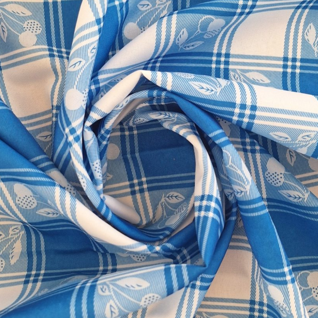 Italiaans tafelkleed, blauw wit geblokt, picknick